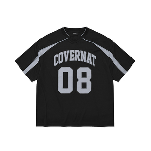 COVERNAT韩国T恤08号刺绣足球服短袖男夏宽松透气时尚运动球衣