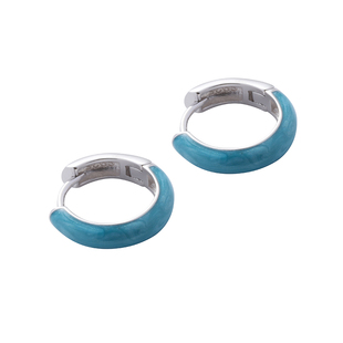 TWO LEAVES S925纯银蓝色纹耳环轻奢小众潮流欧美设计男女款耳圈