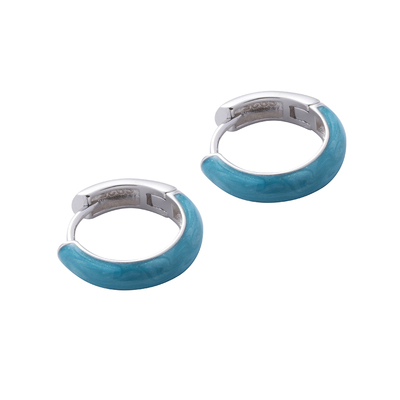 TWOLEAVESS925纯银蓝色纹耳环