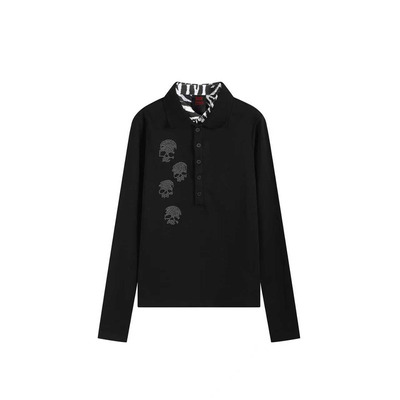 （noE）斑马纹假两件修身长袖