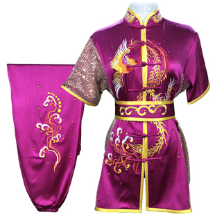 儿童武术服成人竞技南长拳练功成人比赛表演彩衣服装刺绣凤凰男女