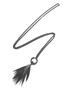 黑鸟原创羽毛项链黑白简约男女长吊坠小众流苏挂件简洁可拆卸耳环