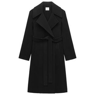 OCHIRLY欧时力 纯羊毛双面呢大衣外套配腰带红色战袍2026春