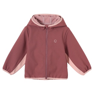 允儿妈女童冬季软壳连帽加绒防风服儿童时尚冲锋衣宝宝洋气外套潮