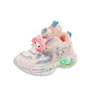 库洛米女童鞋子秋冬季2025新款儿童发光运动鞋加绒加厚大棉鞋女孩