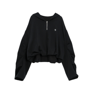 Turn Signal潮牌半拉链卫衣女连帽2026新款休闲宽松短款帽衫春秋