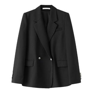 英伦风西装套装女经典黑色休闲中性风洋气简约宽松OL帅气阔腿裤