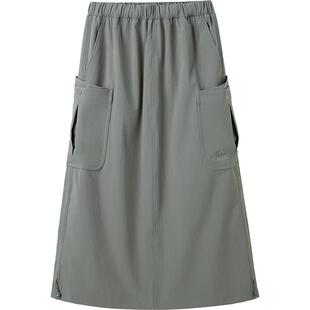 骆驼女装休闲工装裙2026夏季新款速干绿色a字山系户外半身裙子