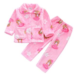 秋冬季儿童睡衣法兰绒加厚男孩女童珊瑚长袖保暖家居服小宝宝套装