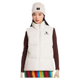 骆驼女装羽绒马甲2025秋冬白色轻薄短款羽绒服情侣休闲外套