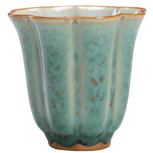 己造 窑变松石绿钧窑花瓣小茶杯功夫茶具家用主人杯陶瓷个人单杯