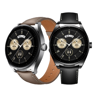 玩物尚智适用华为watchbudS同款真皮GT3/2通用真皮表带watch3pro new手表46mm男女42荣耀magic2代22配件腕带