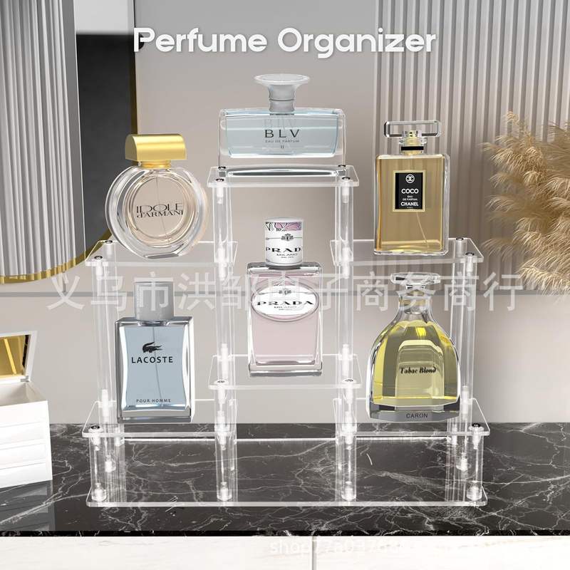 亚克力阶梯展示架公仔化妆品桌面陈列收纳展示架多肉盆栽饰品货架