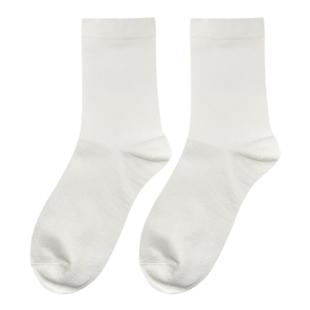春秋白色袜子女款无骨堆堆棉袜平整光面配小皮鞋中筒袜平板7A抑菌
