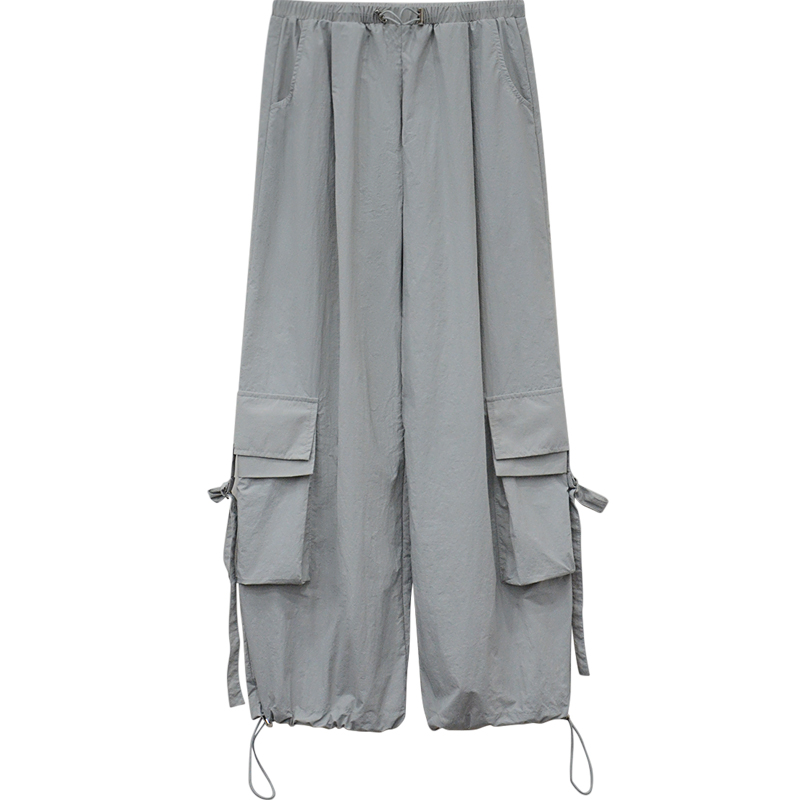一三良品小个子空气工装裤～夏季轻薄透气抽绳降落伞裤子长裤女