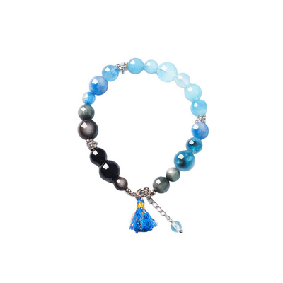 海蓝宝招财好运圆珠手链