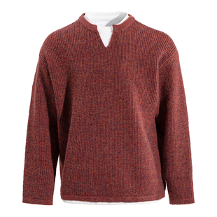 海上公路红色氛围感毛衣男士25年秋冬季百搭休闲新年本命年针织衫