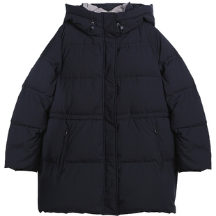 布景羽绒服女中长款2025年冬季新品连帽可收腰设计白鸭绒外套1451