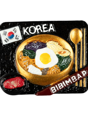 韩国美食树脂冰箱贴石锅拌饭3d立体手绘树脂冰箱贴旅游收藏礼品