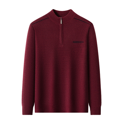 【拉链门襟】爸爸装厚款保暖毛衣