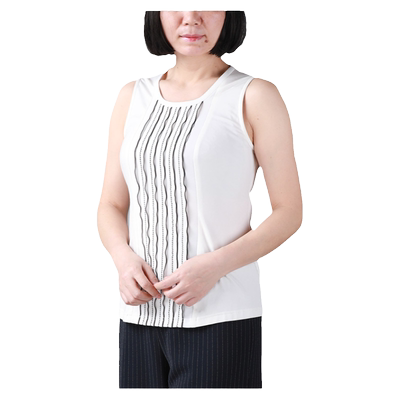 藏蓝密包边白色背心LB18110A