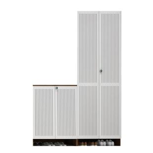 韩利园楼道带锁鞋柜走廊用电梯HHX007过道室外走廊储物柜实木透气