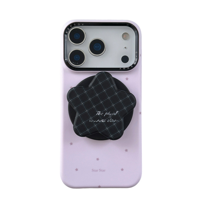 苹果17pro小众格纹星星磁吸支架手机壳iPhone保护套菲林半包肤感磁吸壳取其曲奇五角星气囊磁吸支架17/16/15