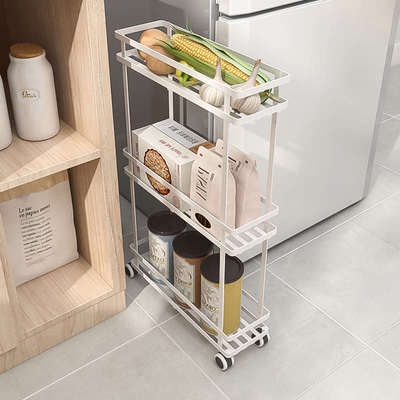 厨房夹缝置物架极窄小推车落地式冰箱旁边超窄款推拉式分层收纳柜