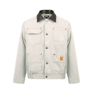 Remedy 美式复古休闲密歇根夹克男女拼接皮领宽松底特律工装外套