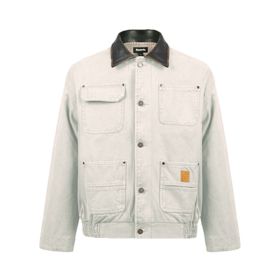 Remedy 美式复古休闲密歇根夹克男女拼接皮领宽松底特律工装外套