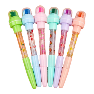 儿童多功能泡泡笔按动中性笔高颜值网红同款滚轮印章圆珠笔发光五合一蜡笔神奇魔法少女公主可爱小学生手账笔