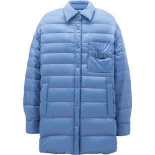 LINC金羽杰春季衬衫羽绒服女中长款轻薄羽绒服女松弛感羽绒外套女