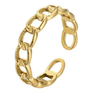 高级感冷淡风大码开口戒指女轻奢设计小众ins钛钢14k金食指戒胖mm