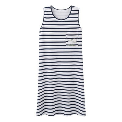 浪莎睡衣女纯棉无袖带胸垫中长款