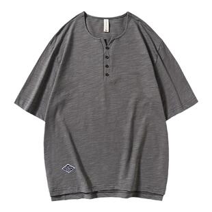 美式重磅230克夏季竹节纱透气短袖t恤男宽松大码男士休闲上衣半袖