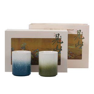 见山渐变主人杯高颜值茶杯陶瓷水杯办公室喝茶杯子品茗杯礼盒定制