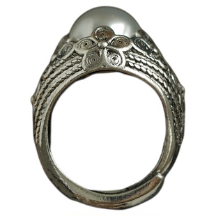 Vintage古着Garnet pearl ring复古珍珠戒指