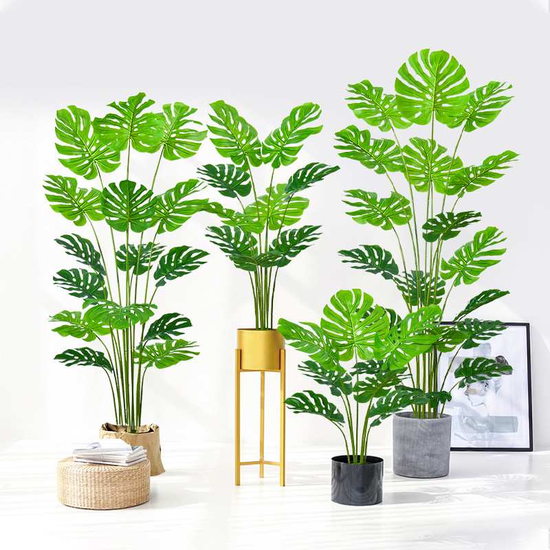 跨境160cm仿真绿植龟背竹龟背摆件办公室客厅装饰植物树盆栽室内