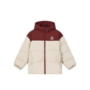 鸿星尔克童装女童新年款红色羽绒服冬季男童防泼水中大童儿童外套