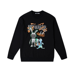 CNC男装奥莱潮流字母印花卫衣男2025春夏新款潮流圆领套头长袖T恤