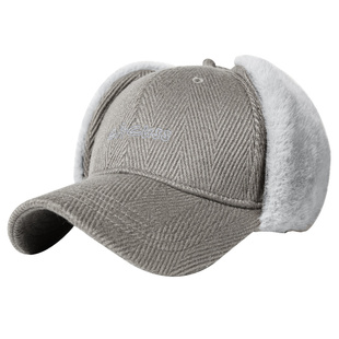 CACUSS加厚毛绒护耳雷锋帽子女冬季保暖显脸小防寒含羊毛呢棒球帽