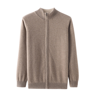 100%纯山羊绒开衫男半高领冬季特厚针织拉链外套2025新款休闲商务