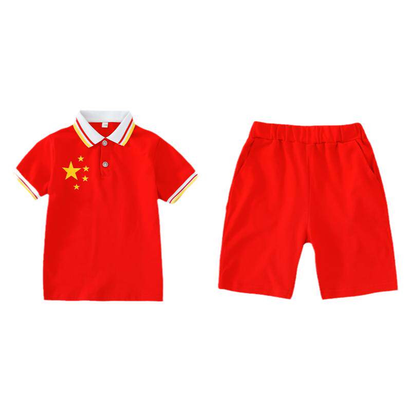 中国红儿童套装小学生幼儿园服装