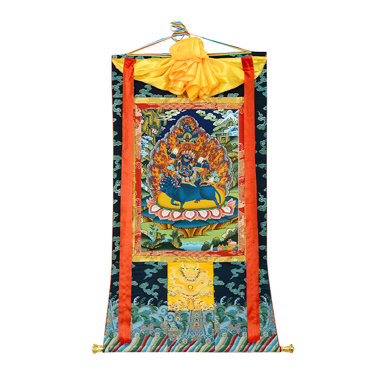 忿怒莲师金刚铠甲矿物唐卡