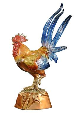 全铜五彩大公鸡金鸡报喜摆件贺礼