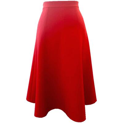 OBEG欧碧倩奥莱特卖秋羊毛半身裙设计感红色A摆大伞裙10404052