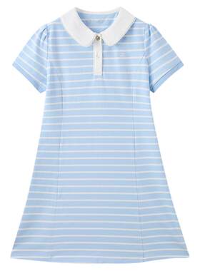 elandkids女童条纹翻领连衣裙