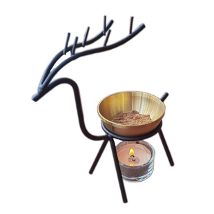 香薰蜡烛玻璃托烛台纯铜香料碟熏香配件小鹿熏香炉铜勺家用卧室香