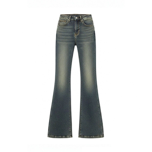 大码女装黑色修身显瘦弹力牛仔裤女胖mm裤子加绒加厚美式微喇长裤