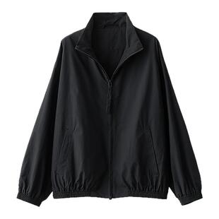 梭家|安静复调|酷酷的黑色高领外套春夏女新款纯棉长袖上衣百搭